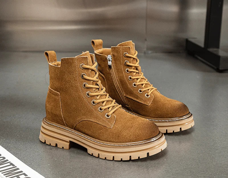 AURORA - Retro Suède Martin Boots met Dikke Zool
