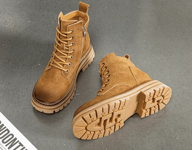 AURORA - Retro Suède Martin Boots met Dikke Zool