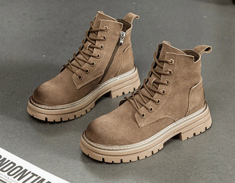 AURORA - Retro Suède Martin Boots met Dikke Zool