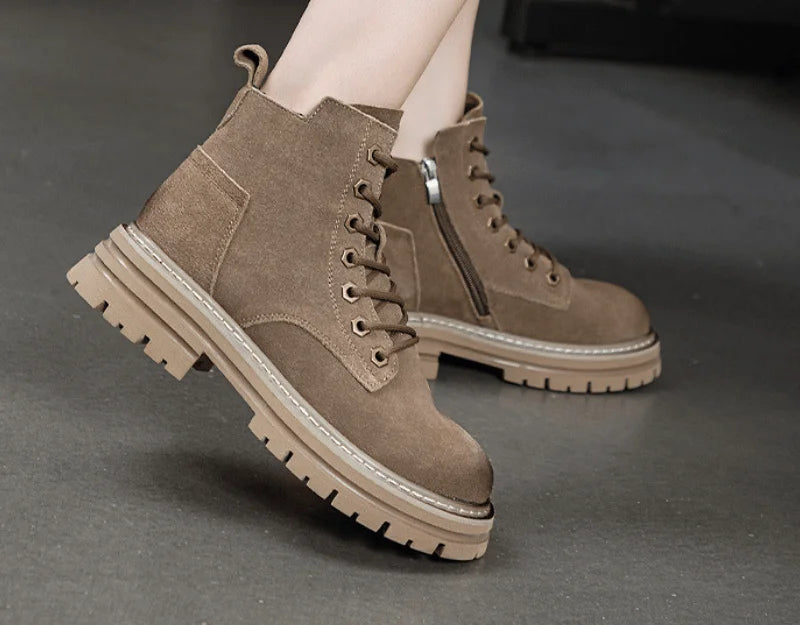 AURORA - Retro Suède Martin Boots met Dikke Zool