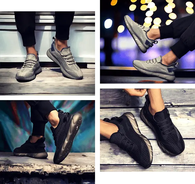 Hardloopschoenen in grijs en zwart met zachte luchtdempende zolen