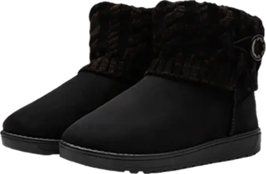 Warme winter-, herfst- en herfstschoenen met warme binnenvoering, versterkte hiel en antislip rubberen zool Zwart