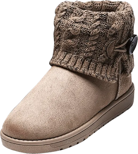 Nubuck warme winter- en herfstlaarzen met extra hielondersteuning Beige