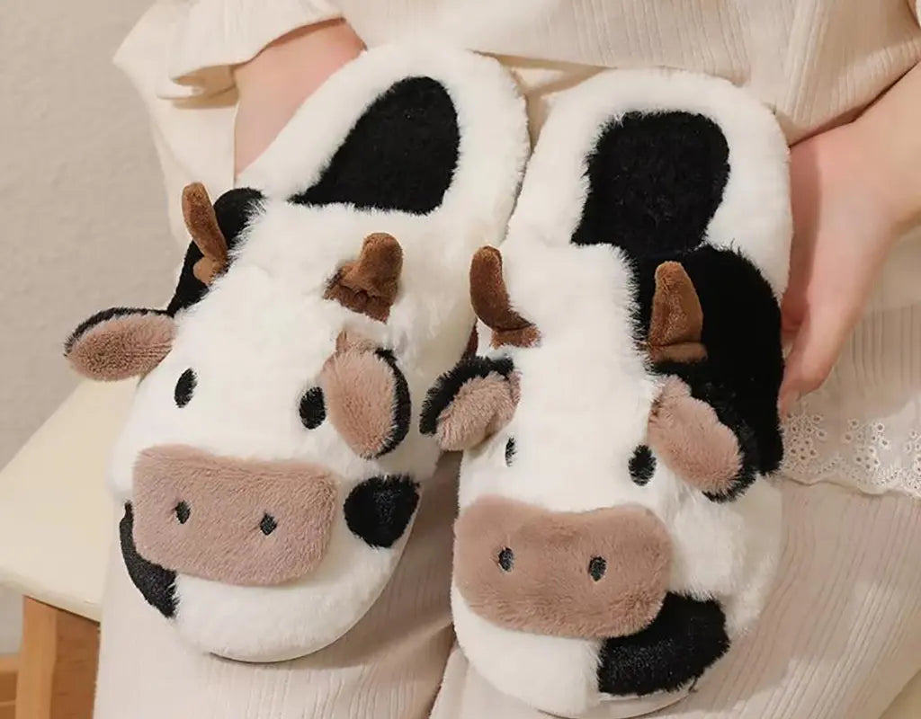 COWZY - Warme Unisex Koe Pantoffels met Pluche Binnenvoering
