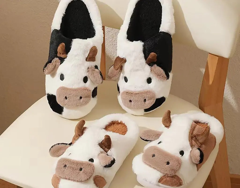 COWZY - Warme Unisex Koe Pantoffels met Pluche Binnenvoering