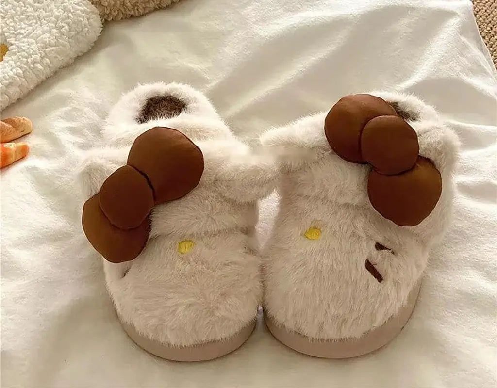 FLUFFYKNOT - Warme Pluche Pantoffels met Vlinder-Knot