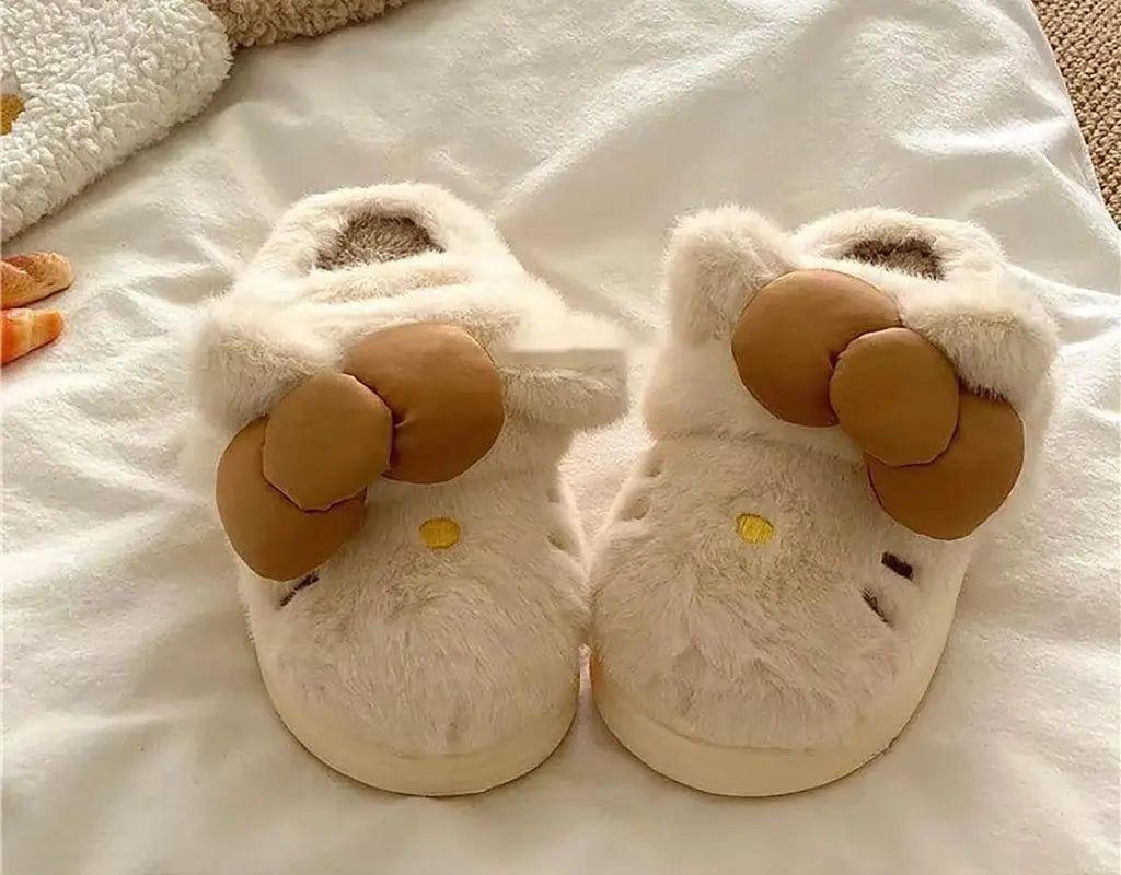FLUFFYKNOT - Warme Pluche Pantoffels met Vlinder-Knot