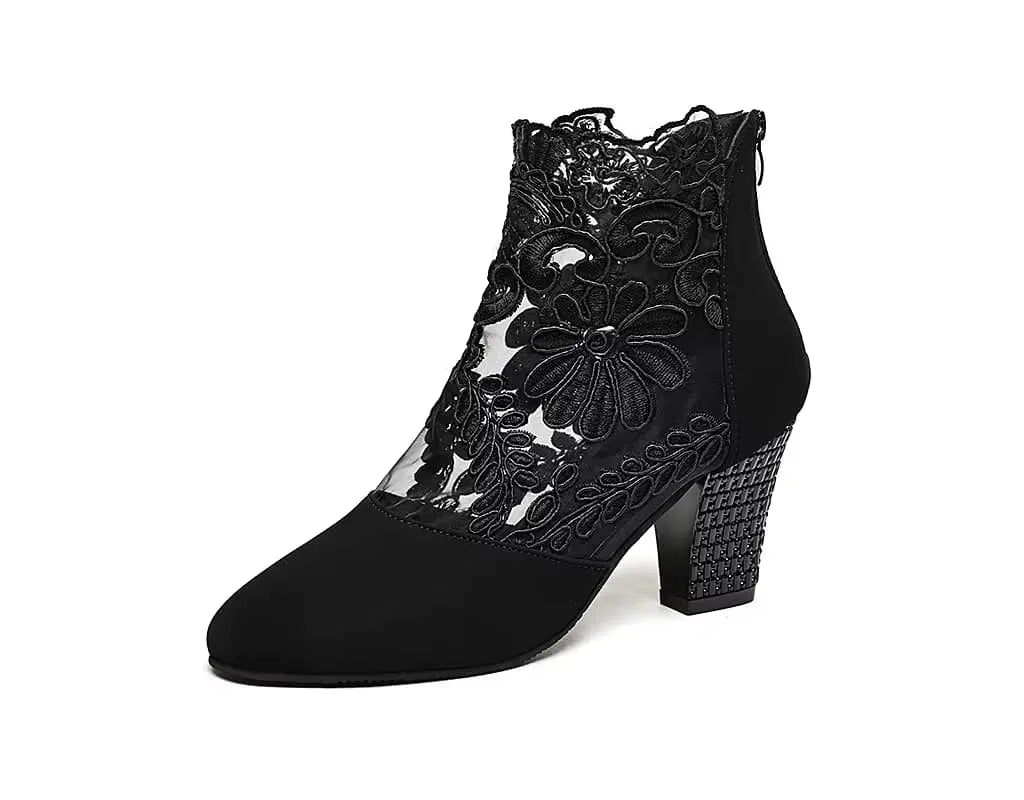LaceBloom - Elegante Enkelhoge Dameslaarzen