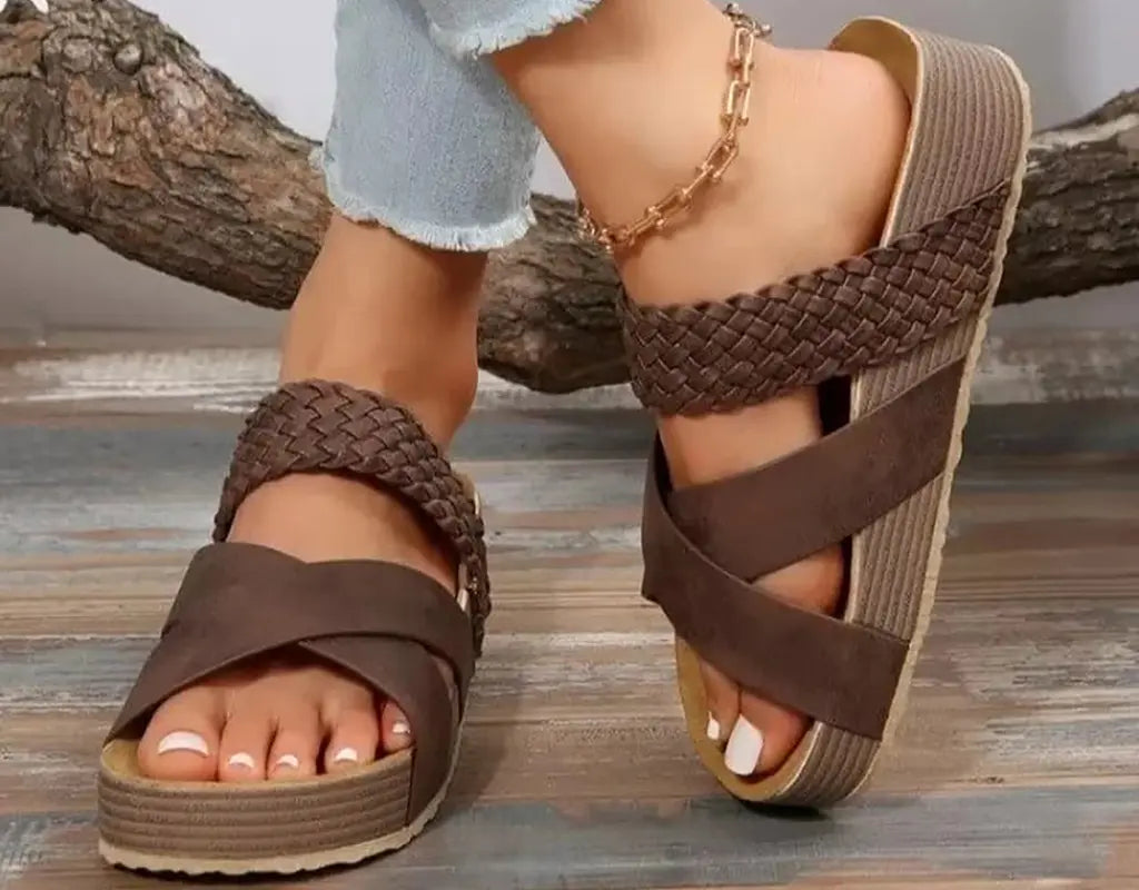 SOFTSTRIDE – Comfortabele Gevlochten Sandalen met Plateauzool