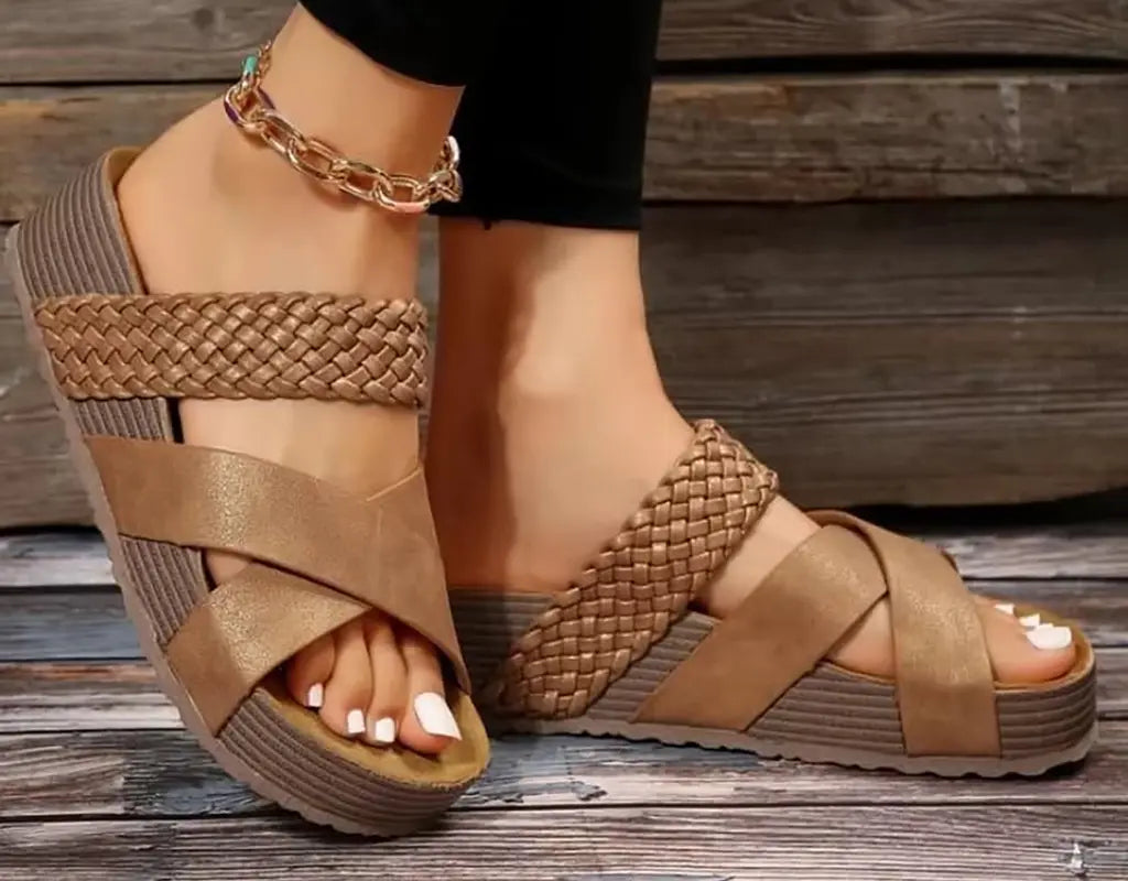 SOFTSTRIDE – Comfortabele Gevlochten Sandalen met Plateauzool