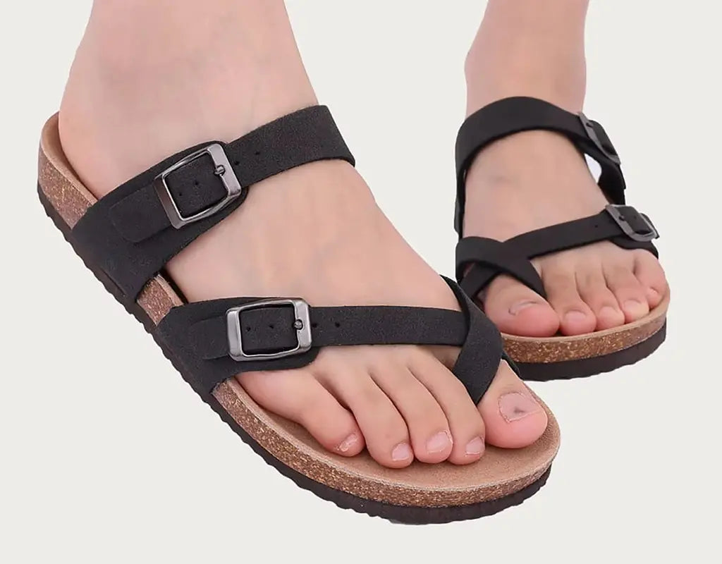 SOLEZIA - Leren sandalen met kurkzool