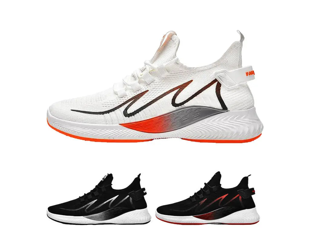 Ademend en elastisch ontwerp, geschikt voor alle voeten, zwart, zwart en rood, zwart, wit hardloopschoenen