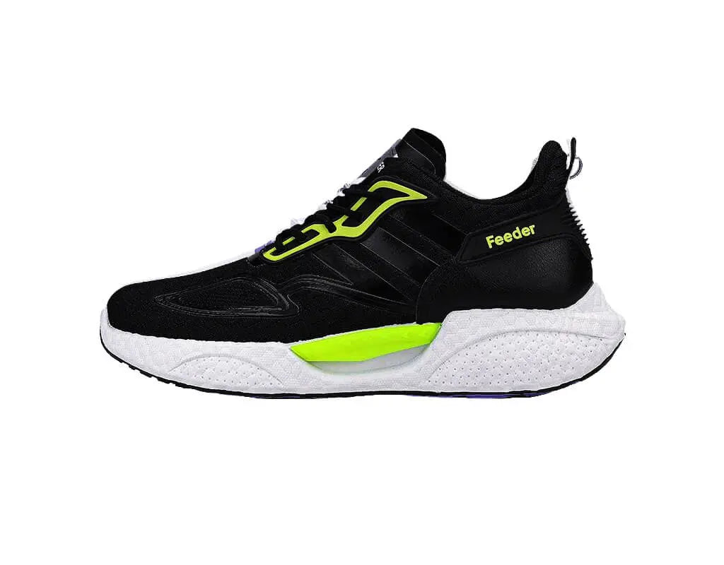 alle seizoenen hardloopschoenen met zachte dempende hielsteun, ademend ontwerp, elastische veters zwart