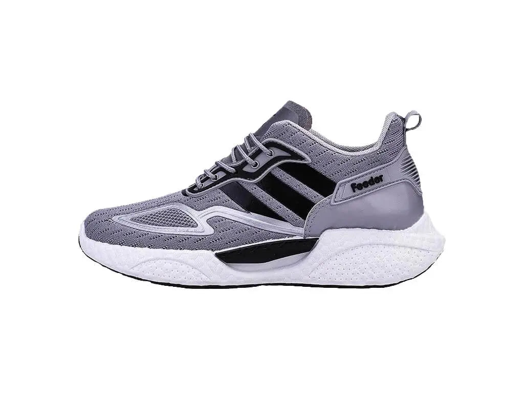 alle seizoenen hardloopschoenen met zachte dempende hielsteun, ademend ontwerp, elastische veters grijs