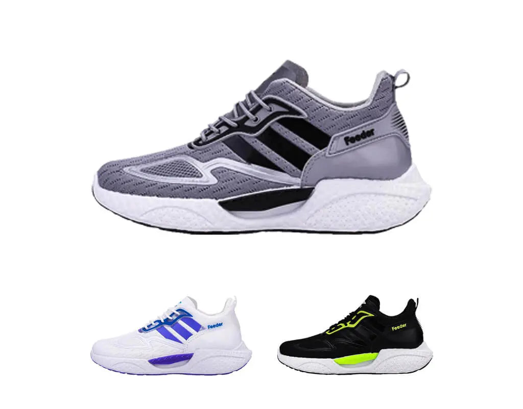 Hardloopschoenen met elastisch en ademend ontwerp zachte en stabiele dempende zolen, grijs, zwart