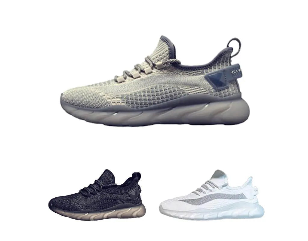 Hardloopsneakers Zwart, Beige, Wit met luchtdempende zolen en airflow inlegzool wit zwart biege