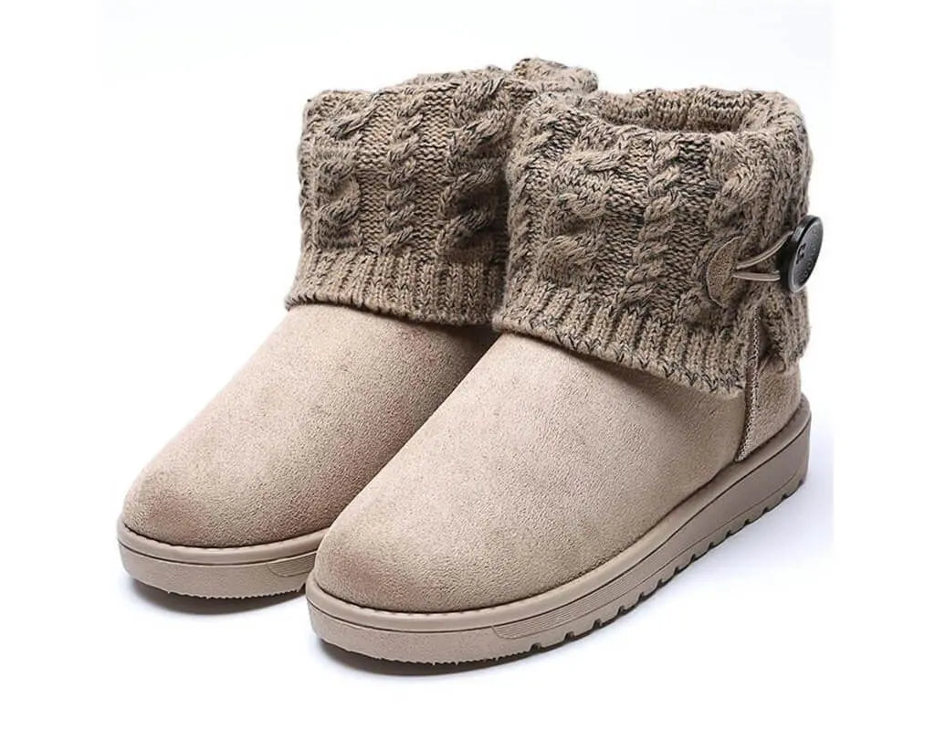 Warme Winter-, Herfst- en Herfstschoenen met warme binnenvoering, verstevigde hielzone en antislip rubberen zolen Beige