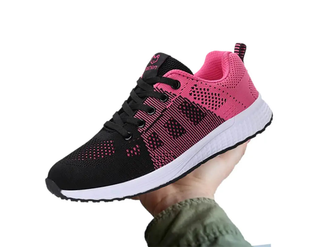 Unisex ademende herfst-, herfst- en zomersneakers met trendy design, zwart en roze