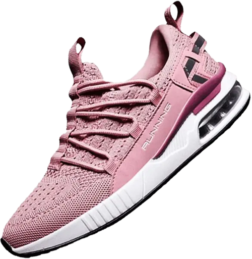 Roze hardloopschoenen wit met gemakkelijk in te glijden ontwerp en elastische schoenveters voor gemakkelijke pasvorm.