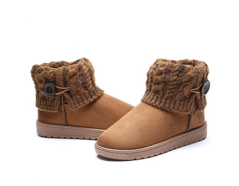 Warme winter-, herfst- en herfstschoenen met warme binnenvoering, versterkte hiel en antislip rubberen zool Khaki