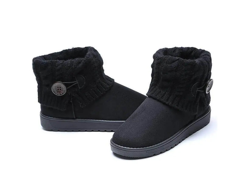 Warme winter-, herfst- en herfstschoenen met warme binnenvoering, versterkte hiel en antislip rubberen zool Zwart