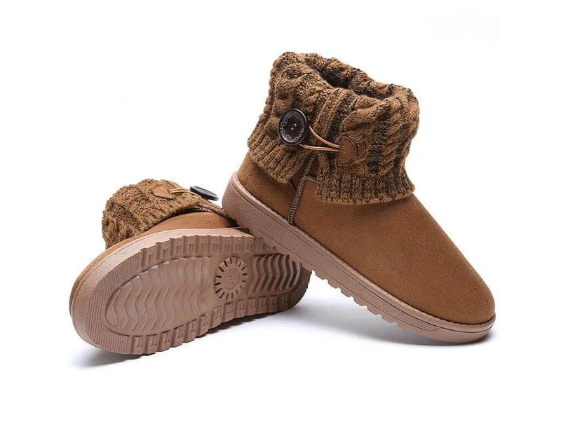 Warme winter-, herfst- en herfstschoenen met warme binnenvoering, versterkte hiel en antislip rubberen zool Khaki