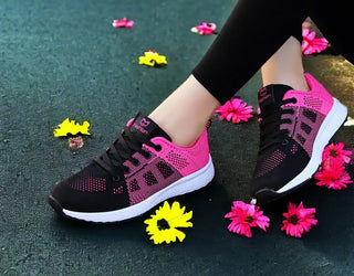 Unisex ademende herfst, herfst en zomer sneakers trendy design roze en zwart